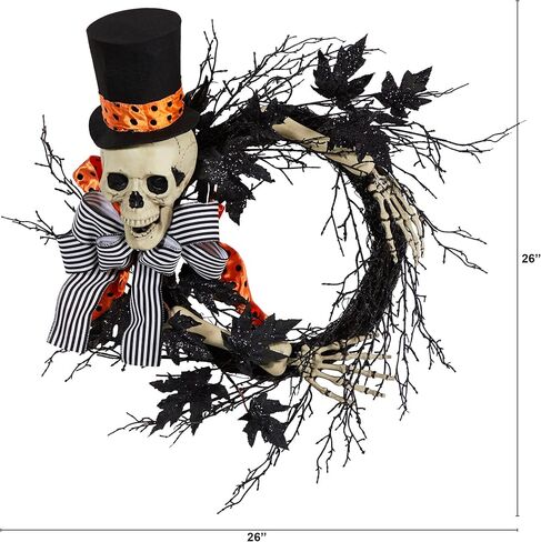 Nearly Natural 26in. Halloween Dapper Skeleton Wreath in Saudi Arabia