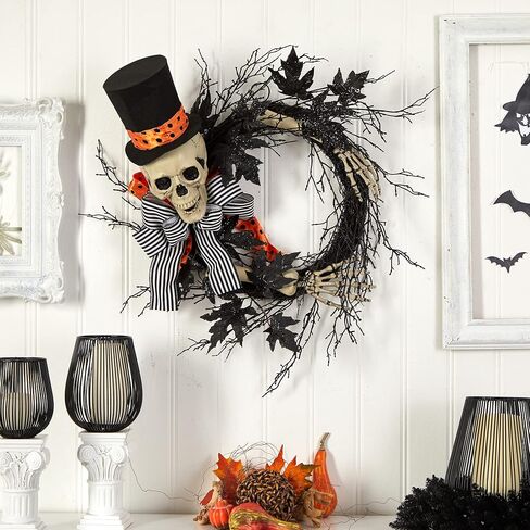 Nearly Natural 26in. Halloween Dapper Skeleton Wreath in Saudi Arabia