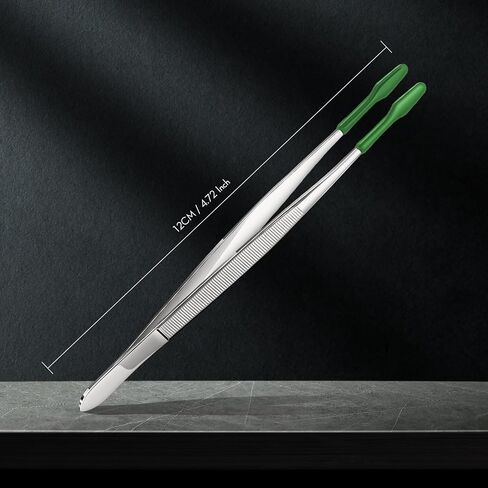 Honoson 2 Pieces Rubber Tipped Tweezers PVC Rubber Coated Soft Non Marring Flat Tip Lab Industrial Hobby Craft Tweezers Tools Jewelry Coin Stamp Tweezer Tongs(Green) in Kuwait