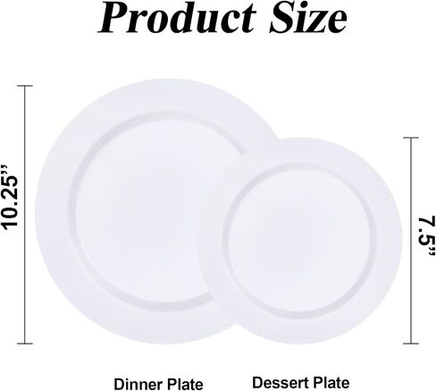 200PCS White Plastic Plates Set, 100 10.25 inch Dinner Plates and 100 7.5 inch Dessert Plates, Premium Disposable Plates for Party, Wedding in Saudi Arabia