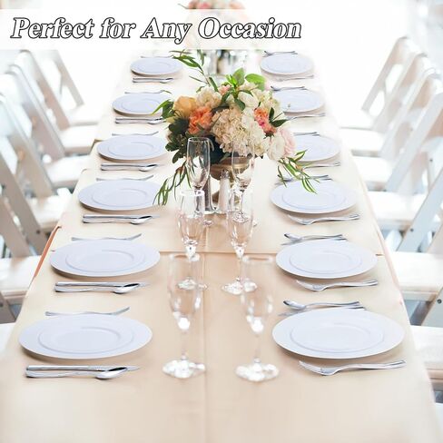 200PCS White Plastic Plates Set, 100 10.25 inch Dinner Plates and 100 7.5 inch Dessert Plates, Premium Disposable Plates for Party, Wedding in Saudi Arabia