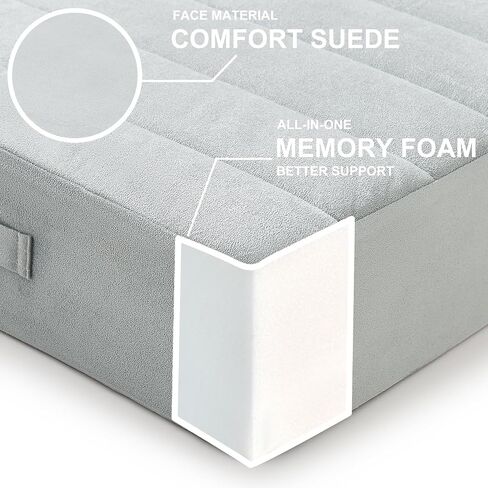 JKMAX 22 inches Floor Pillow for Adults - Large Meditation Cushion with Thick Foam & Soft Tufted Cover - Premium Outdoor Square Floor Cushion Seat - Yoga Pillows for Sitting On Floor - Light Gray in Saudi Arabia