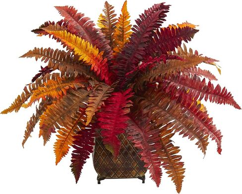 Nearly Natural Autumn Boston Fern Artificial Plant in Metal Planter in Saudi Arabia