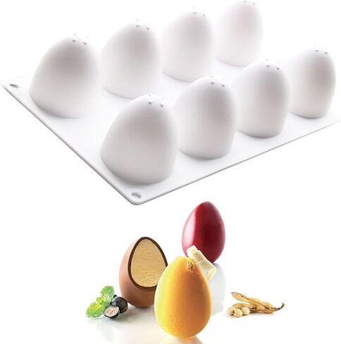 8 Cavities Easter 3D Egg Silicone Molds for Candle Mousse Cake Chocolate Candy Pastry Soap Muffin Dessert DIY Baking Tool Craft Art Supplies in Saudi Arabia