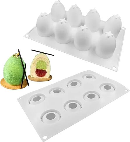 8 Cavities Easter 3D Egg Silicone Molds for Candle Mousse Cake Chocolate Candy Pastry Soap Muffin Dessert DIY Baking Tool Craft Art Supplies in Saudi Arabia