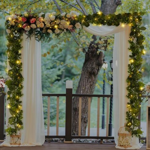 2 Pack Artificial Eucalyptus Garland 6 FT Vines with Fairy Lights Faux Greenery Hanging Fake Green Plant Lighted Christmas Garland for Mantle Bedroom Fireplace Table Wall Wedding Birthday Decoration in Saudi Arabia