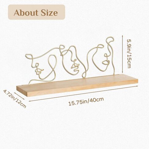 Floating Shelves for Wall Decor - Solid Wood Hanging Shelves for Bedroom Metal Display Storage Shelf Organizer for Bathroom in Saudi Arabia