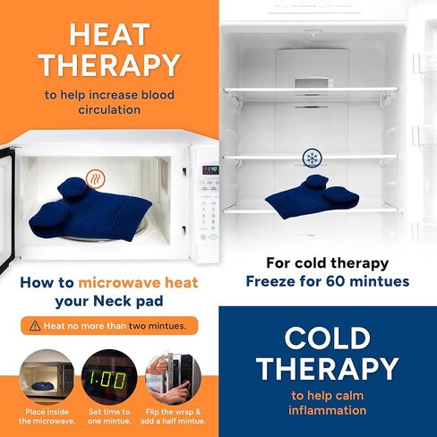 وسادة تدفئة للكتف والجزء العلوي من الظهر من SunnyBay، لفافة للرقبة والكتف قابلة للتسخين أو البارد في الميكروويف، حزمة تخفيف الآلام الرطبة مع غطاء قابل للغسل وحشو بذور الكتان، كبير، أزرق داكن in Kuwait