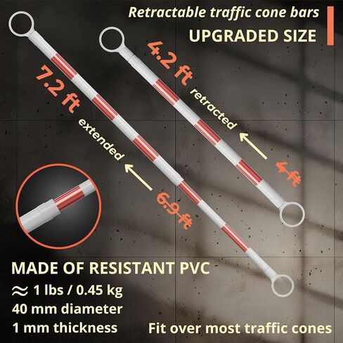 1 pcs Retractable Traffic Cone bar, Traffic Barricade Retractable, Traffic Barrier 4,2 to 7,2 ft, for Safety Cone, Cone bar Reflective, Made of Durable PVC with high Intensity Reflective Stickers in Saudi Arabia