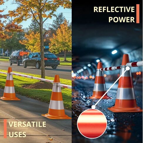 1 pcs Retractable Traffic Cone bar, Traffic Barricade Retractable, Traffic Barrier 4,2 to 7,2 ft, for Safety Cone, Cone bar Reflective, Made of Durable PVC with high Intensity Reflective Stickers in Saudi Arabia