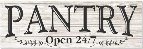 Pantry Open 24/7 White Rustic Wood Wall Sign 6x18 (White Unframed) in Saudi Arabia