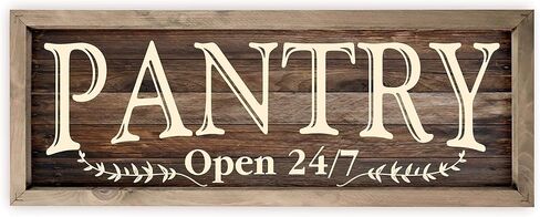 Pantry Open 24/7 White Rustic Wood Wall Sign 6x18 (White Unframed) in Saudi Arabia
