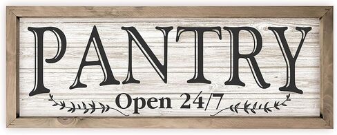 Pantry Open 24/7 White Rustic Wood Wall Sign 6x18 (White Unframed) in Saudi Arabia