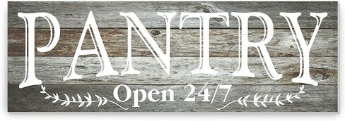 Pantry Open 24/7 White Rustic Wood Wall Sign 6x18 (White Unframed) in Saudi Arabia