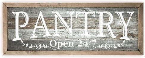 Pantry Open 24/7 White Rustic Wood Wall Sign 6x18 (White Unframed) in Saudi Arabia