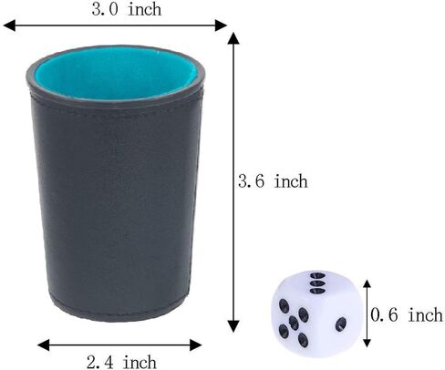 Leather Dice Cup, Quite Felt-Lined Interior, 6 Shaker Cups and 30 Dot Dices, one Carry Bag, Black and Green in Saudi Arabia