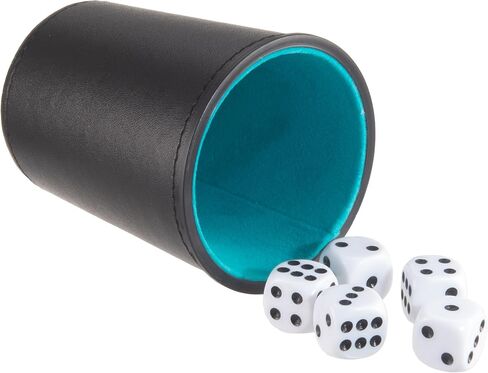 Leather Dice Cup, Quite Felt-Lined Interior, 6 Shaker Cups and 30 Dot Dices, one Carry Bag, Black and Green in Saudi Arabia