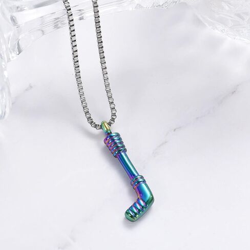 XSMZB Hockey Stick Cremation Jewelry for Ashes Pendant Locket Holder Ashes for Pet/Human Stainless Steel Keepsake Memorial Urn Necklace in Kuwait