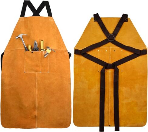 Cowhide Leather Welding Apron for Men, Heat & Flame Resistant Bib Apron Tools Apron, Blacksmith Work Apron in Saudi Arabia
