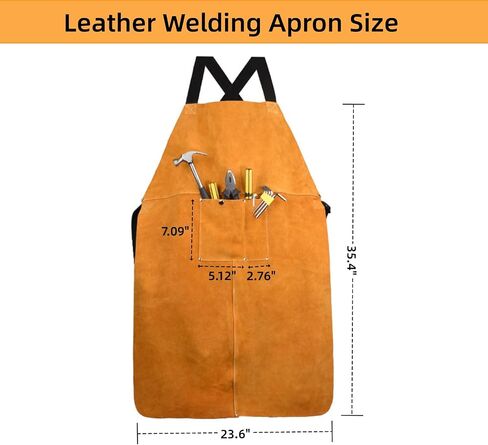 Cowhide Leather Welding Apron for Men, Heat & Flame Resistant Bib Apron Tools Apron, Blacksmith Work Apron in Saudi Arabia