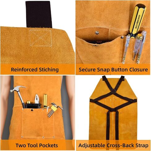 Cowhide Leather Welding Apron for Men, Heat & Flame Resistant Bib Apron Tools Apron, Blacksmith Work Apron in Saudi Arabia