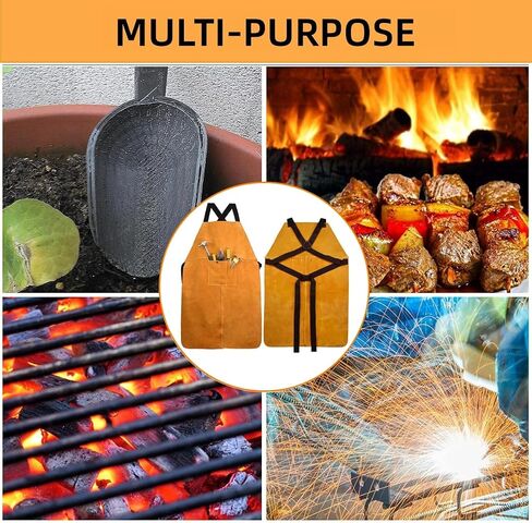 Cowhide Leather Welding Apron for Men, Heat & Flame Resistant Bib Apron Tools Apron, Blacksmith Work Apron in Saudi Arabia