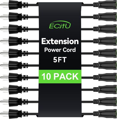 Power Extension Cord 0.5FT/6Inch(2 Pack), Short 3 Prong Electric Extension Cable Outlet Saver, Single Outlet, Heavy Duty, Waterproof, Flexible, 16 AWG, 13A 125V, Extender Wires with 15 Cable Ties in Saudi Arabia