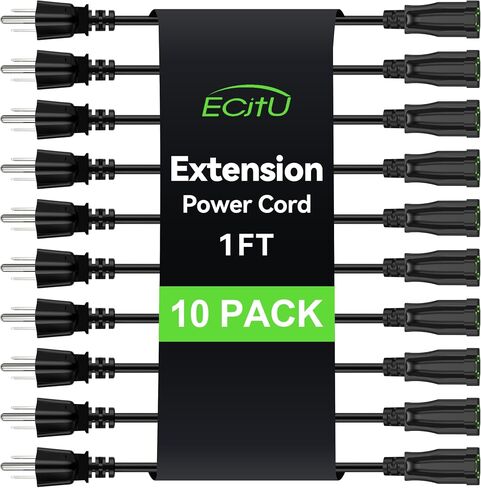 Power Extension Cord 0.5FT/6Inch(2 Pack), Short 3 Prong Electric Extension Cable Outlet Saver, Single Outlet, Heavy Duty, Waterproof, Flexible, 16 AWG, 13A 125V, Extender Wires with 15 Cable Ties in Saudi Arabia