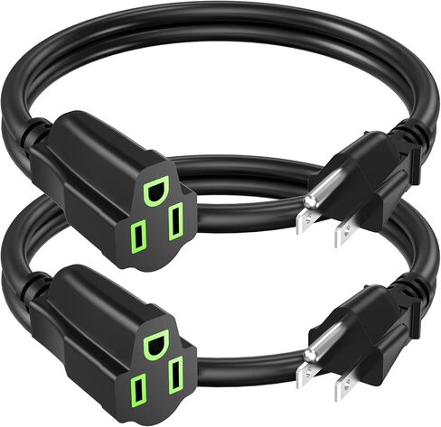 Power Extension Cord 0.5FT/6Inch(2 Pack), Short 3 Prong Electric Extension Cable Outlet Saver, Single Outlet, Heavy Duty, Waterproof, Flexible, 16 AWG, 13A 125V, Extender Wires with 15 Cable Ties in Saudi Arabia