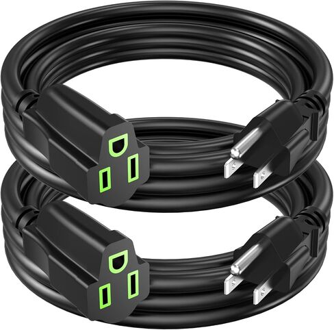Power Extension Cord 0.5FT/6Inch(2 Pack), Short 3 Prong Electric Extension Cable Outlet Saver, Single Outlet, Heavy Duty, Waterproof, Flexible, 16 AWG, 13A 125V, Extender Wires with 15 Cable Ties in Saudi Arabia