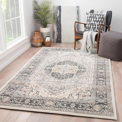Asrug 3x5 Vintage Area Rug-Machine Washable Doormat Rug Low Pile Distressed Mat Medallion Floor Cover Carpet with Non-Slip Backing for Living Room Dinning Room Bedroom Entrance Indoor，Pink in Saudi Arabia