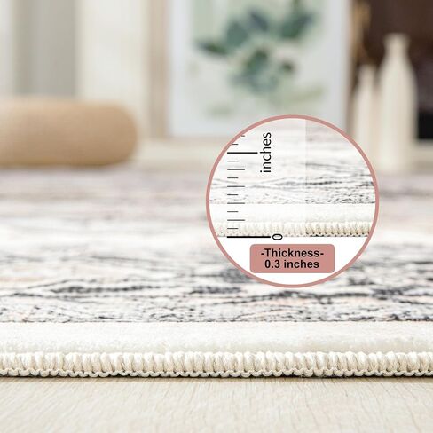 Asrug 3x5 Vintage Area Rug-Machine Washable Doormat Rug Low Pile Distressed Mat Medallion Floor Cover Carpet with Non-Slip Backing for Living Room Dinning Room Bedroom Entrance Indoor，Pink in Saudi Arabia