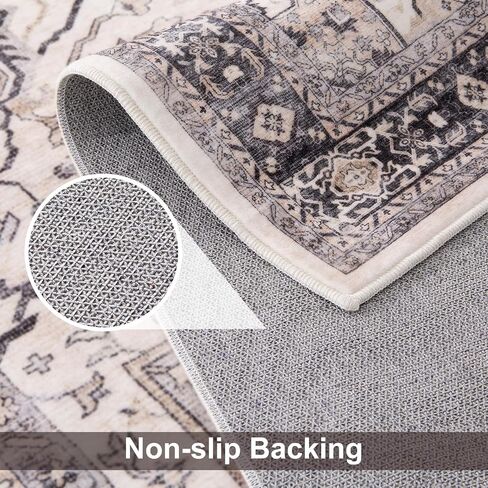 Asrug 3x5 Vintage Area Rug-Machine Washable Doormat Rug Low Pile Distressed Mat Medallion Floor Cover Carpet with Non-Slip Backing for Living Room Dinning Room Bedroom Entrance Indoor，Pink in Saudi Arabia