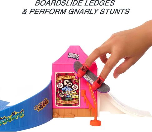 Hot Wheels Skate Amusement Park Skate Set, with 1 Exclusive Tony Hawk Fingerboard & 1 Pair of Skate Shoes, Kid-Activated Sounds, Toy for Kids in Saudi Arabia