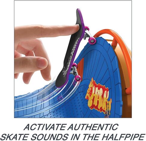 Hot Wheels Skate Amusement Park Skate Set, with 1 Exclusive Tony Hawk Fingerboard & 1 Pair of Skate Shoes, Kid-Activated Sounds, Toy for Kids in Saudi Arabia