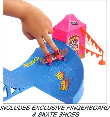 Hot Wheels Skate Amusement Park Skate Set, with 1 Exclusive Tony Hawk Fingerboard & 1 Pair of Skate Shoes, Kid-Activated Sounds, Toy for Kids in Saudi Arabia