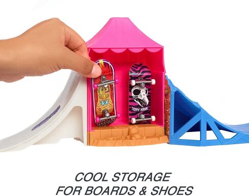 Hot Wheels Skate Amusement Park Skate Set, with 1 Exclusive Tony Hawk Fingerboard & 1 Pair of Skate Shoes, Kid-Activated Sounds, Toy for Kids in Saudi Arabia