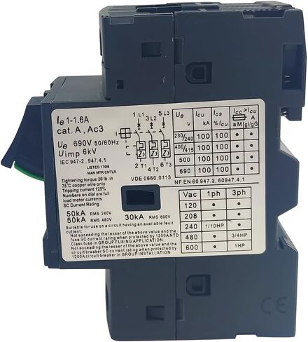 GV2ME06 Deca Motor Circuit Breaker 1-1.6A Manual Motor Starter Button New in Saudi Arabia