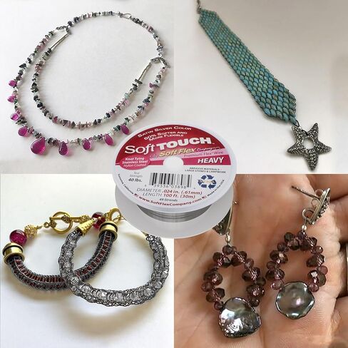 Soft Flex 49 Strand Stringing Wire - Flexible Braided - Heavy 0.24 Diameter - Jewelry Making Bead Wire - Satin Silver in Kuwait