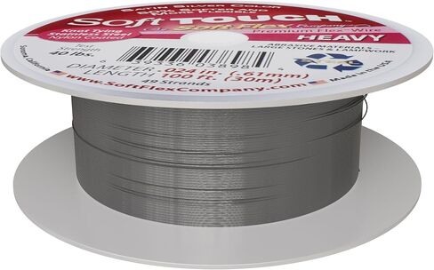 Soft Flex 49 Strand Stringing Wire - Flexible Braided - Heavy 0.24 Diameter - Jewelry Making Bead Wire - Satin Silver in Kuwait