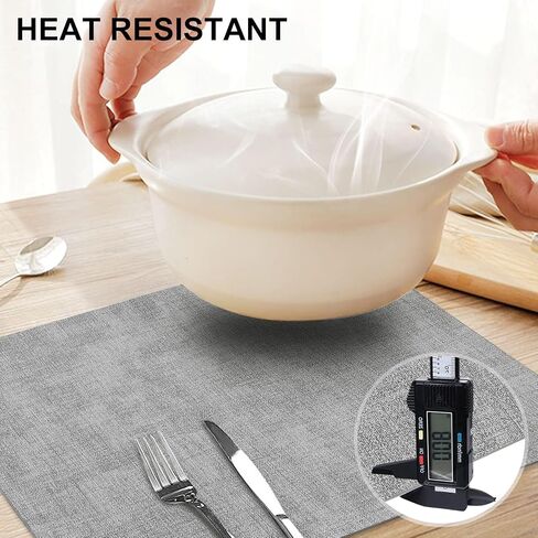 homing Faux Leather Heat Resistant Placemats Set of 6 – Waterproof Wipeable Dining PU Place Mats for Indoor & Outdoor, Easy to Clean - Light Grey in Saudi Arabia