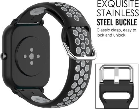 حزام مسامي لـ Amazfit GTS 4/ GTS 4 Mini/ GTS 3/ GTS 2/ GTS 2e/ GTS 2 Mini/ GTS/ GTR Mini/ GTR 42 مم/ نشط، شريط سيليكون ناعم بديل لـ Amazfit Bip 3/ Bip 3 Pro/ Bip U Pro / بيب اس لايت/ بيب/ بيب لايت/ بيب اس/ بيب يو in Kuwait