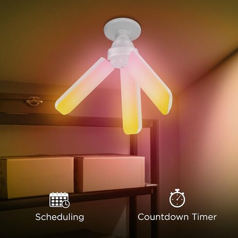 Feit Electric Smart LED Garage Light, RGBW 3 Panel, WiFi 2.4GHz, Screw-in LED Shop Light Bulb, Works with Alexa and Google Home Assistant, E26, 4000 Lumens, Garage Ceiling Light, ADJ4000/RGBW/LED/AG in Saudi Arabia