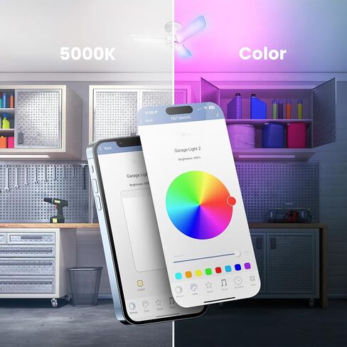 Feit Electric Smart LED Garage Light, RGBW 3 Panel, WiFi 2.4GHz, Screw-in LED Shop Light Bulb, Works with Alexa and Google Home Assistant, E26, 4000 Lumens, Garage Ceiling Light, ADJ4000/RGBW/LED/AG in Saudi Arabia