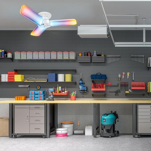 Feit Electric Smart LED Garage Light, RGBW 3 Panel, WiFi 2.4GHz, Screw-in LED Shop Light Bulb, Works with Alexa and Google Home Assistant, E26, 4000 Lumens, Garage Ceiling Light, ADJ4000/RGBW/LED/AG in Saudi Arabia