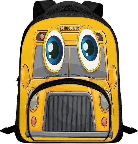 Cartoon School Bus Print Boys Girls Backpack Small Kids Backpack with Adjustable Shoulder Straps Cute Casual School Bookbag for Preschool Kindergarten Student in Saudi Arabia