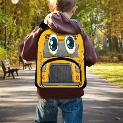 Cartoon School Bus Print Boys Girls Backpack Small Kids Backpack with Adjustable Shoulder Straps Cute Casual School Bookbag for Preschool Kindergarten Student in Saudi Arabia
