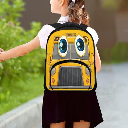 Cartoon School Bus Print Boys Girls Backpack Small Kids Backpack with Adjustable Shoulder Straps Cute Casual School Bookbag for Preschool Kindergarten Student in Saudi Arabia
