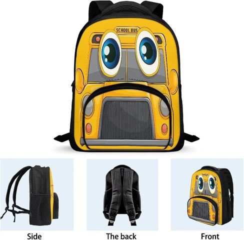 Cartoon School Bus Print Boys Girls Backpack Small Kids Backpack with Adjustable Shoulder Straps Cute Casual School Bookbag for Preschool Kindergarten Student in Saudi Arabia