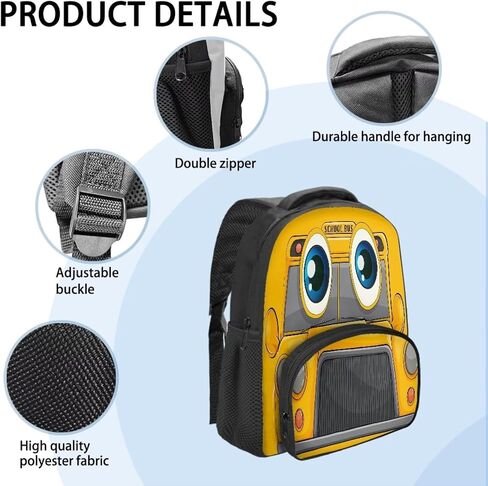 Cartoon School Bus Print Boys Girls Backpack Small Kids Backpack with Adjustable Shoulder Straps Cute Casual School Bookbag for Preschool Kindergarten Student in Saudi Arabia